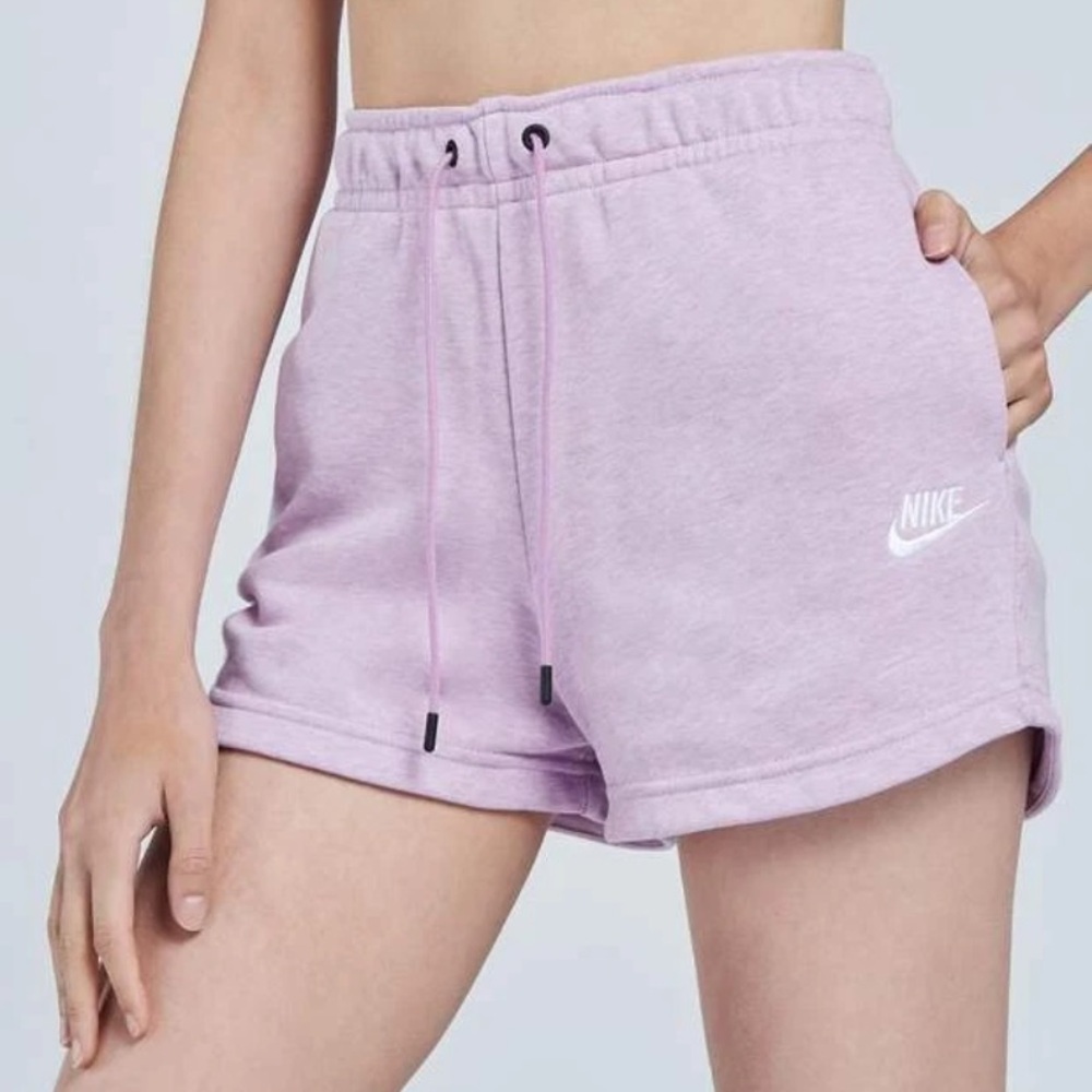 Nike Purple Drawstring Sportswear Women Essential French Terry Shorts Small